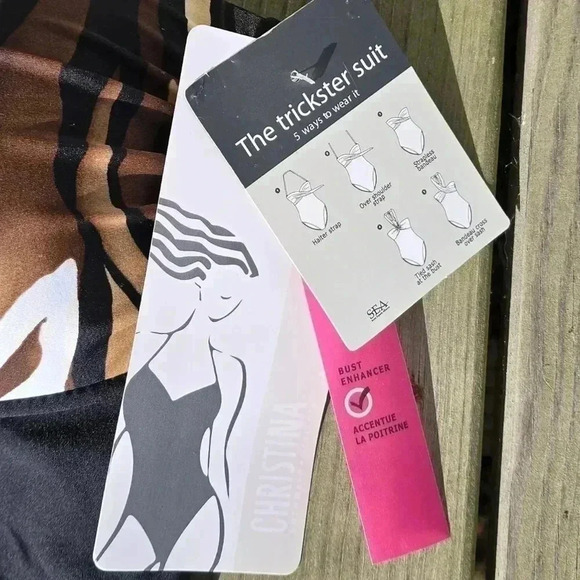 Christina Women's 5 Way Trickster Waist Minimizer Swimsuit Black Tiger Sz 12 NWT - Picture 4 of 11